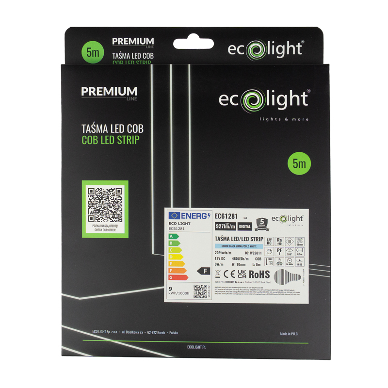 Taśma LED COB digital 12v 480 9w/m 6000k 927lm/m 5m 5 Taśma LED COB digital 12v 480 9w/m 6000k 927lm/m 5m - obrazek 5