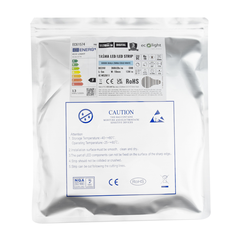 Taśma LED COB digital 24v 360 13w/m 6000k 1170lm/m 5m 3 Taśma LED COB digital 24v 360 13w/m 6000k 1170lm/m 5m - obrazek 3