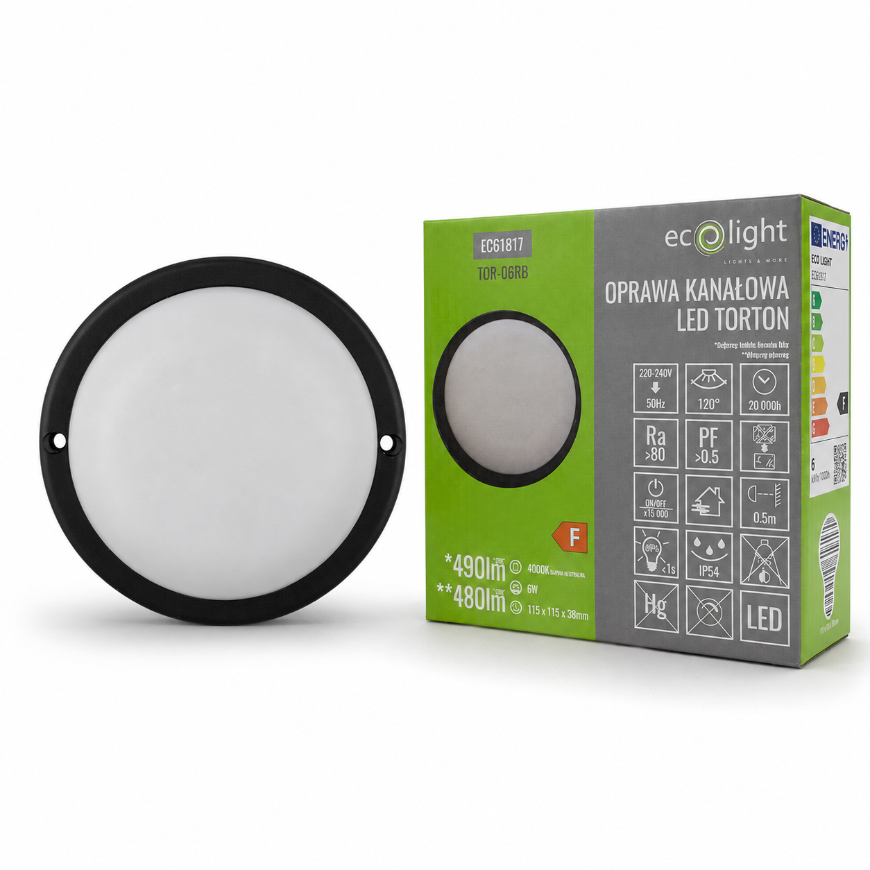 Torton tor-06rb 6w 4000k 480lm IP54 okrąg czarny 1 Torton TOR-06RB 6W 4000K 480lm IP54 OKRĄG CZARNY — oświetlenie LED