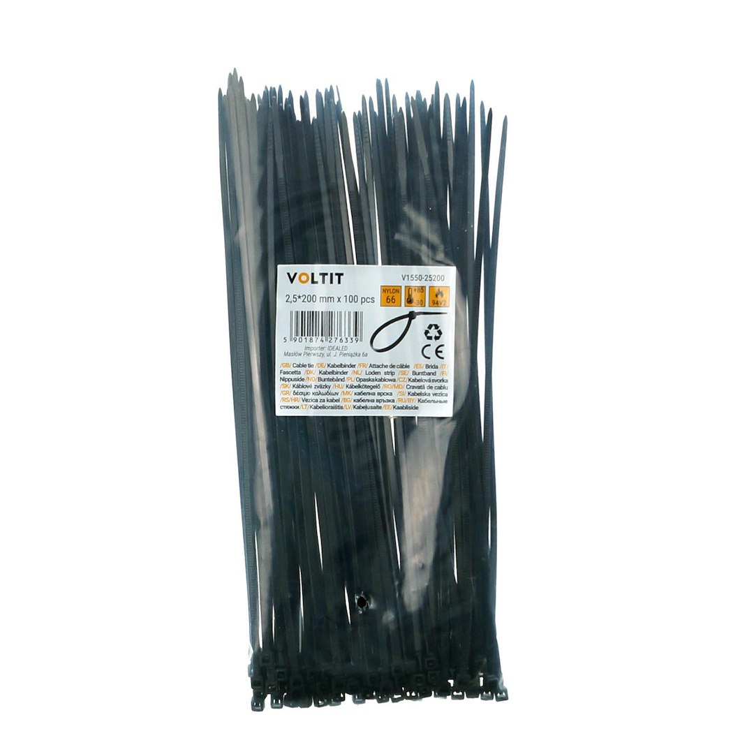 Opaska kablowa 2,5*200 nylon 66 czarna 1 Opaska kablowa 2