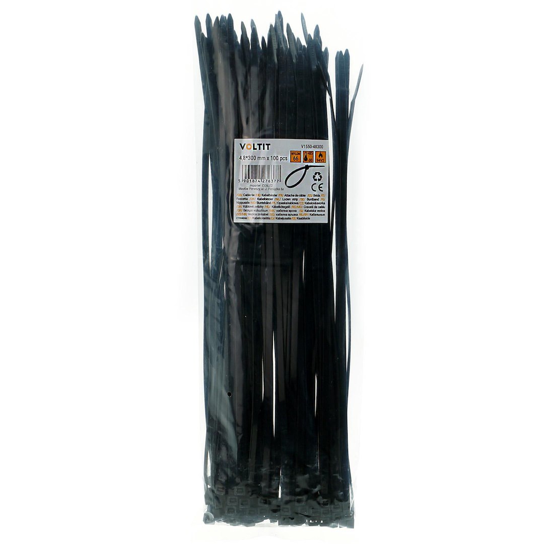 Opaska kablowa 4,8*300 nylon 66 czarna 1 Opaska kablowa 4