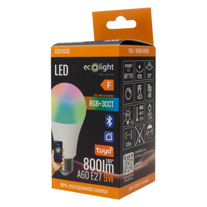 Żarówka LED a60 E27 9w rgb+cct tuya smart bt 2 Żarówka LED a60 E27 9w rgb+cct tuya smart bt - obrazek 2