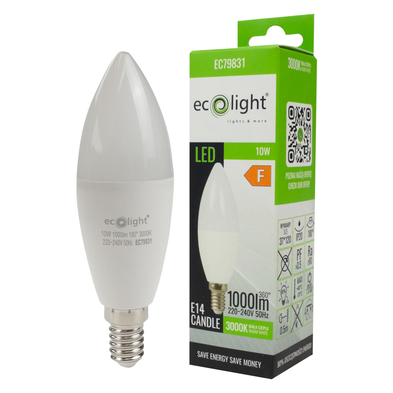 Żarówka LED candle E14 10w 3000k 900lm 3 Żarówka LED candle E14 10w 3000k 900lm - obrazek 3