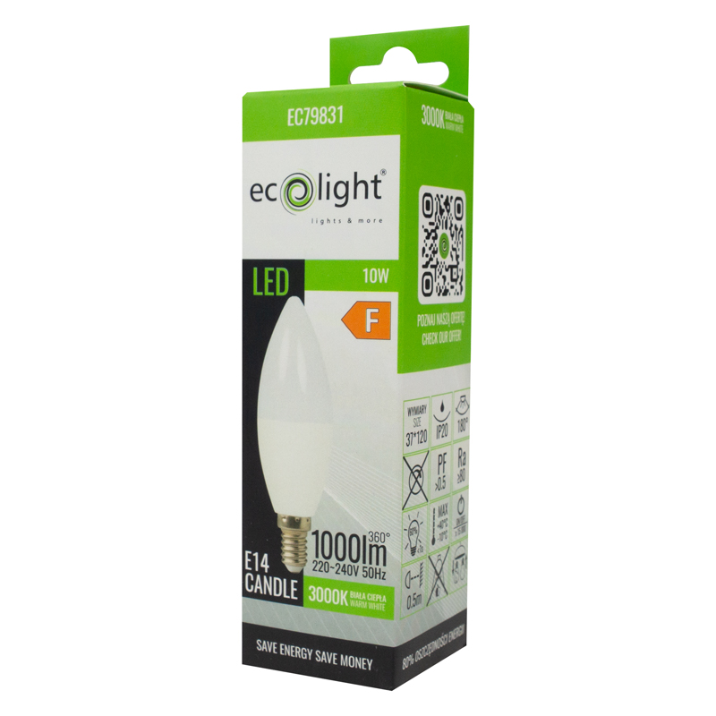 Żarówka LED candle E14 10w 3000k 900lm 2 Żarówka LED candle E14 10w 3000k 900lm - obrazek 2
