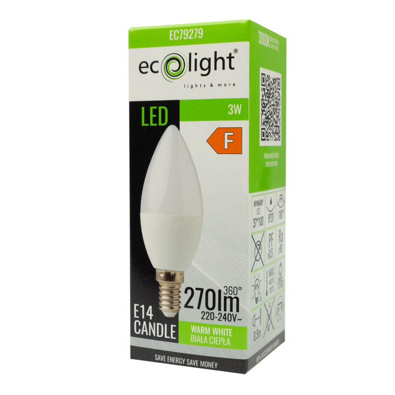 Żarówka LED candle E14 3w 3000k 300lm 3 Żarówka LED candle E14 3w 3000k 300lm - obrazek 3