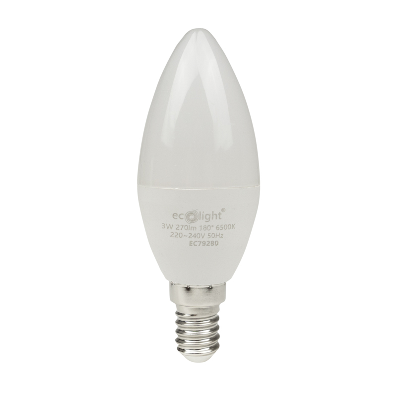 Żarówka LED candle E14 3w 6500k 300lm 1 Żarówka LED CANDLE E14 3W 6500K 300lm — oświetlenie LED
