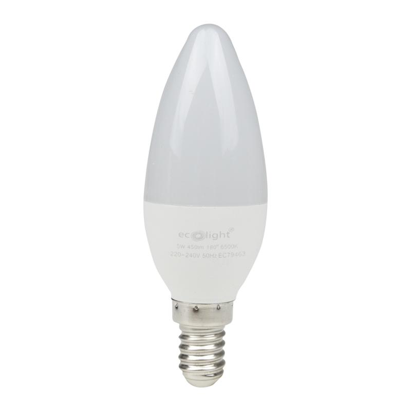 Żarówka LED candle E14 5w 6500k 500lm 1 Żarówka LED CANDLE E14 5W 6500K 500lm — oświetlenie LED