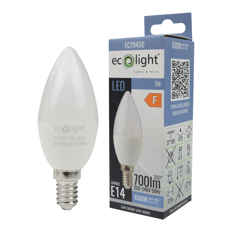 Żarówka LED candle E14 7w 6500k 700lm 2 Żarówka LED candle E14 7w 6500k 700lm - obrazek 2
