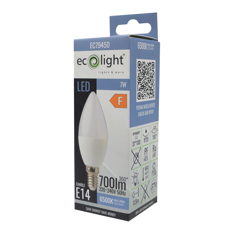 Żarówka LED candle E14 7w 6500k 700lm 3 Żarówka LED candle E14 7w 6500k 700lm - obrazek 3