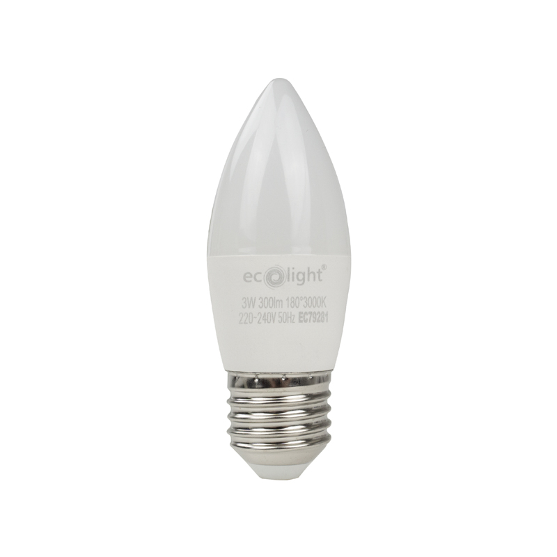 Żarówka LED candle E27 3w 3000k 300lm 1 Żarówka LED CANDLE E27 3W 3000K 300lm — oświetlenie LED