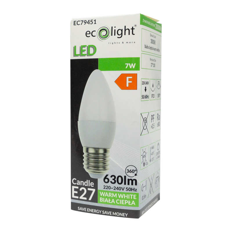 Żarówka LED candle E27 7w 3000k 700lm 3 Żarówka LED candle E27 7w 3000k 700lm - obrazek 3