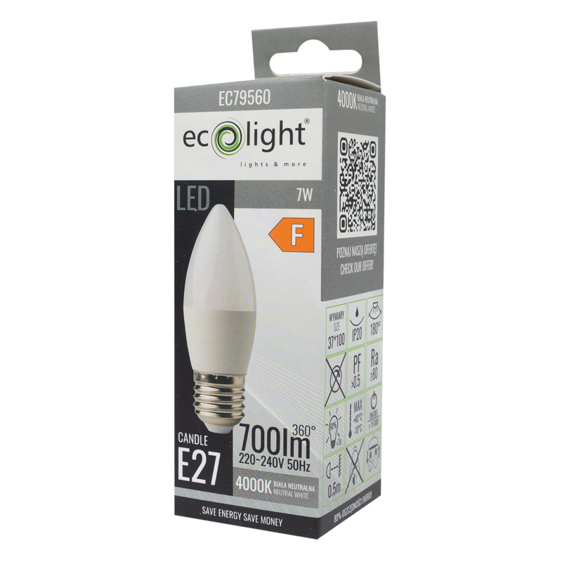 Żarówka LED candle E27 7w 4000k 700lm 3 Żarówka LED candle E27 7w 4000k 700lm - obrazek 3