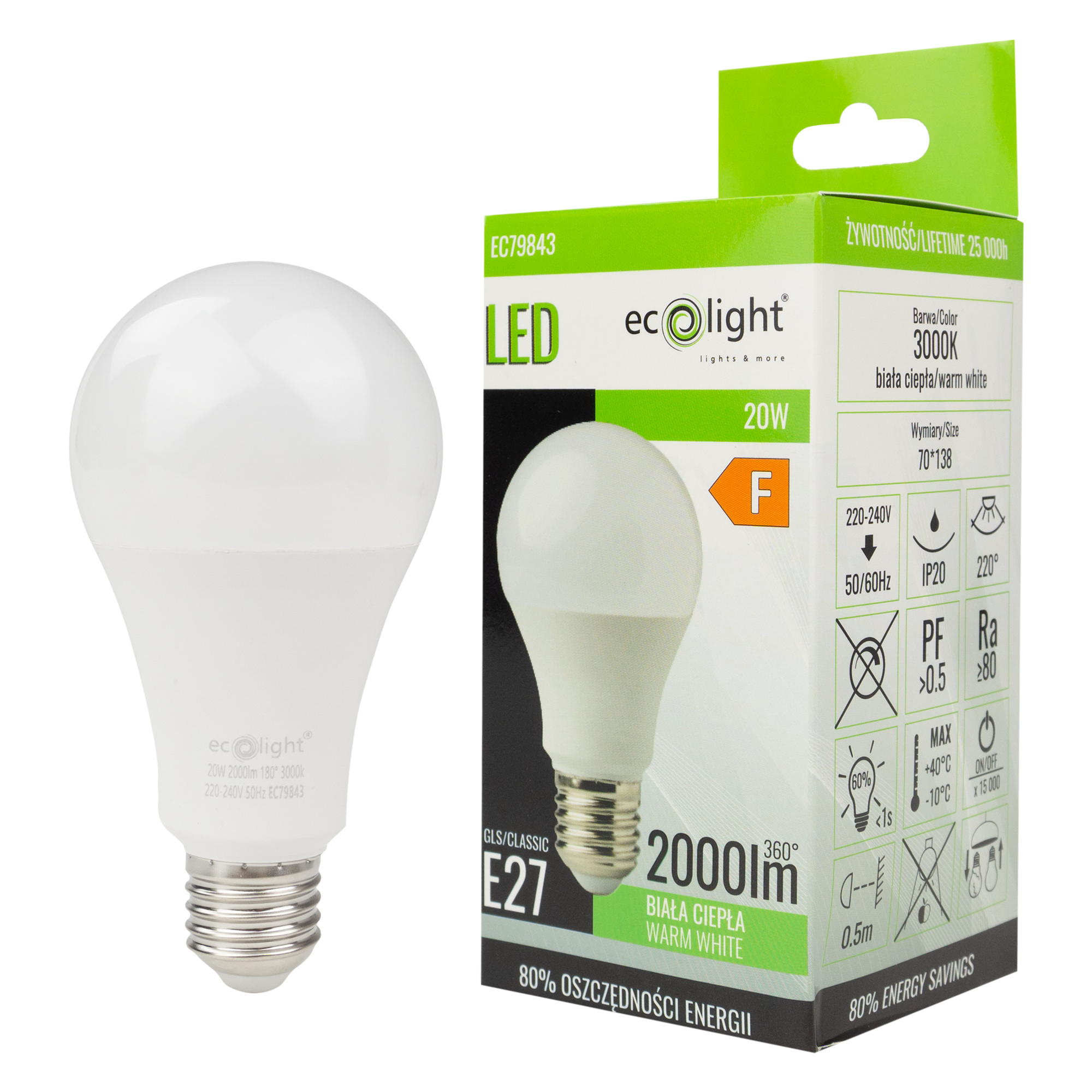 Żarówka LED classic E27 20w 3000k 2000lm 3 Żarówka LED classic E27 20w 3000k 2000lm - obrazek 3