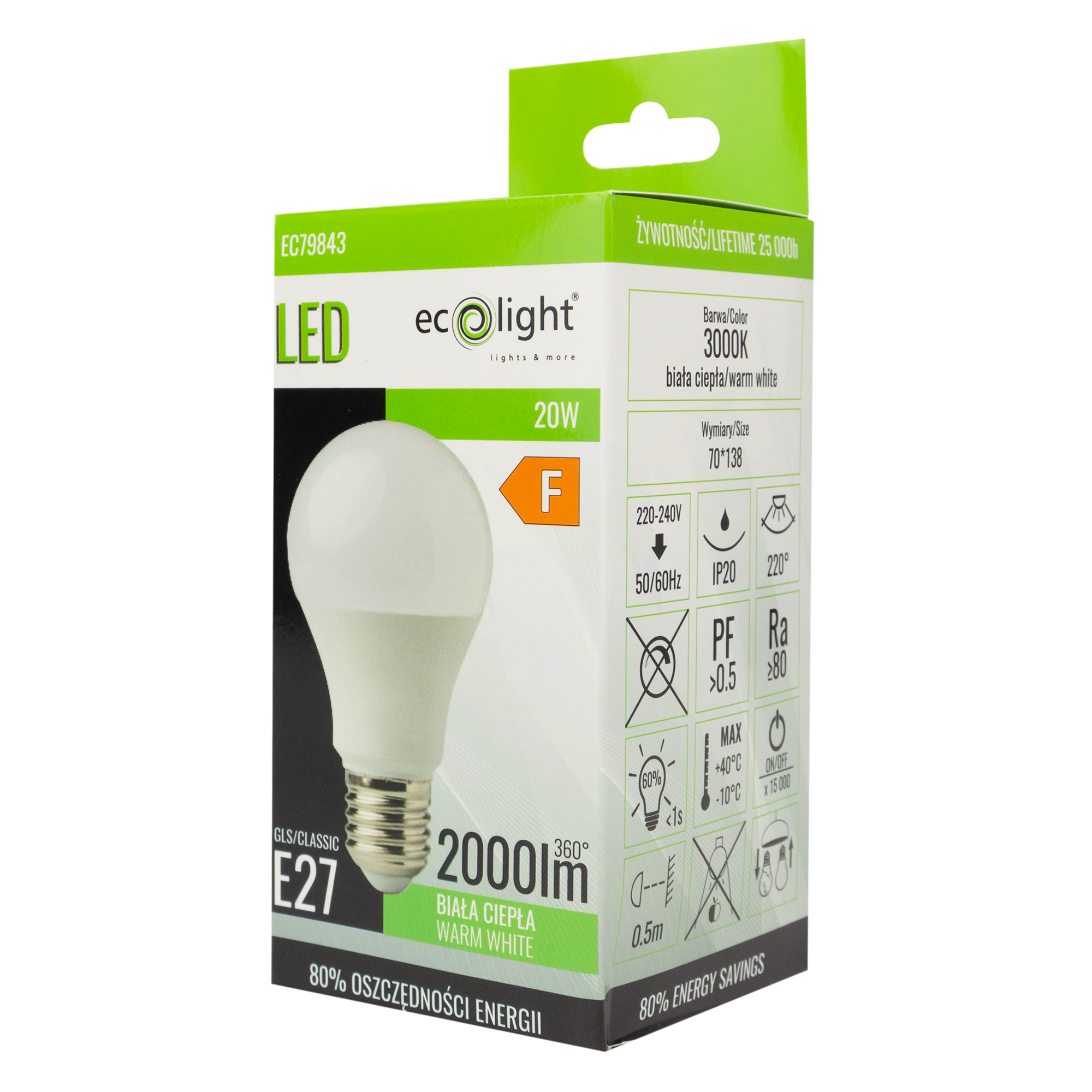 Żarówka LED classic E27 20w 3000k 2000lm 2 Żarówka LED classic E27 20w 3000k 2000lm - obrazek 2