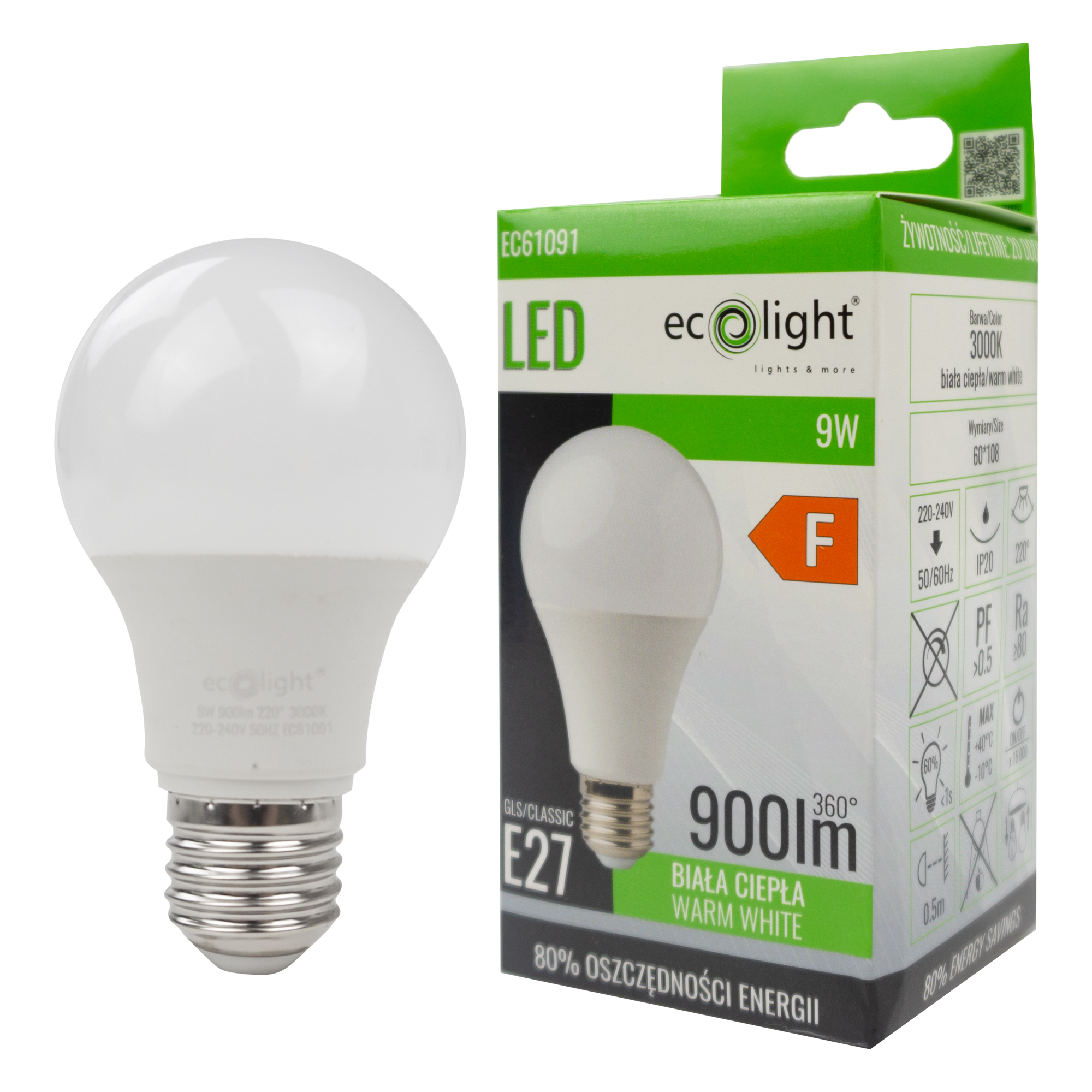Żarówka LED classic gls E27 9w 3000k 900lm 3 Żarówka LED classic gls E27 9w 3000k 900lm - obrazek 3