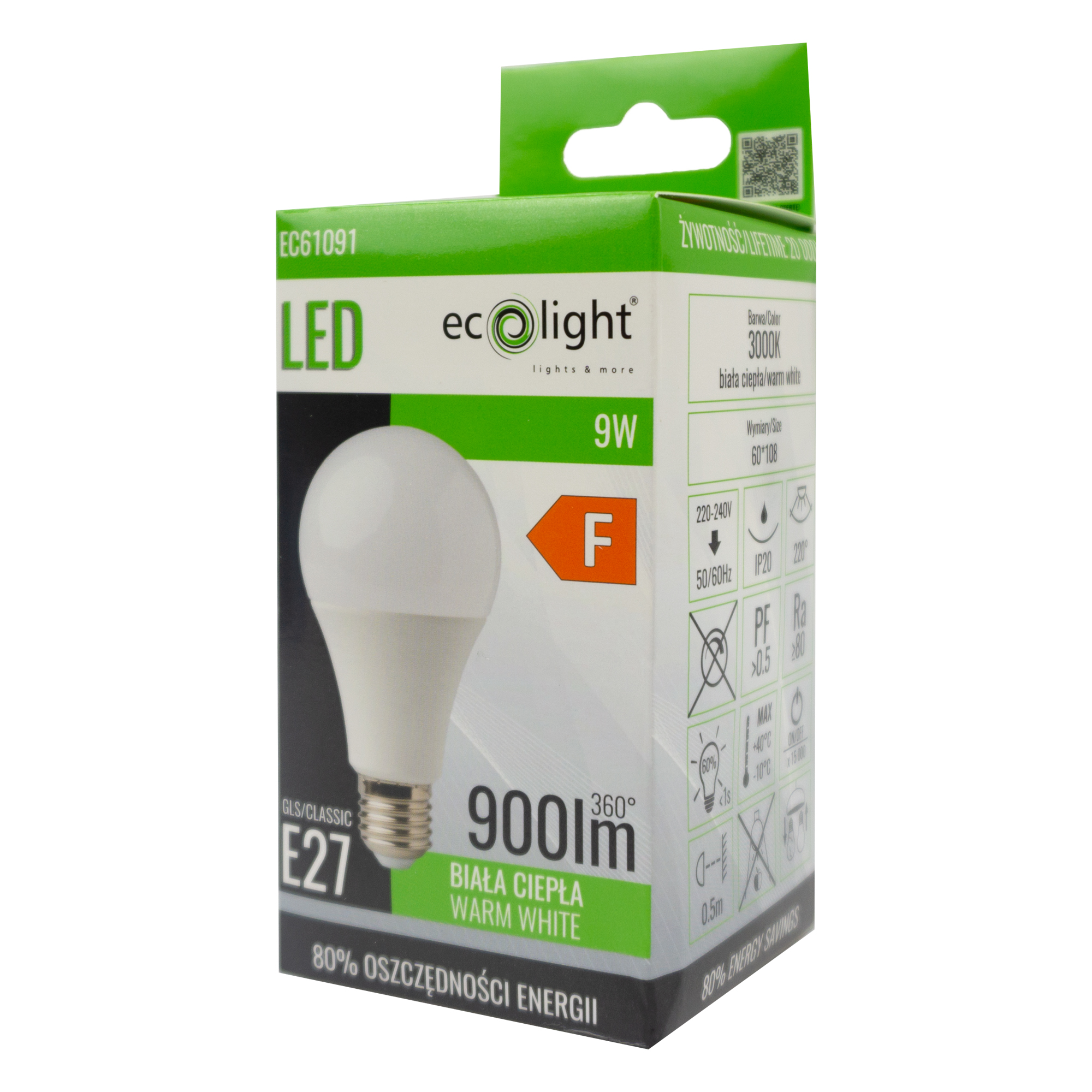 Żarówka LED classic gls E27 9w 3000k 900lm 2 Żarówka LED classic gls E27 9w 3000k 900lm - obrazek 2