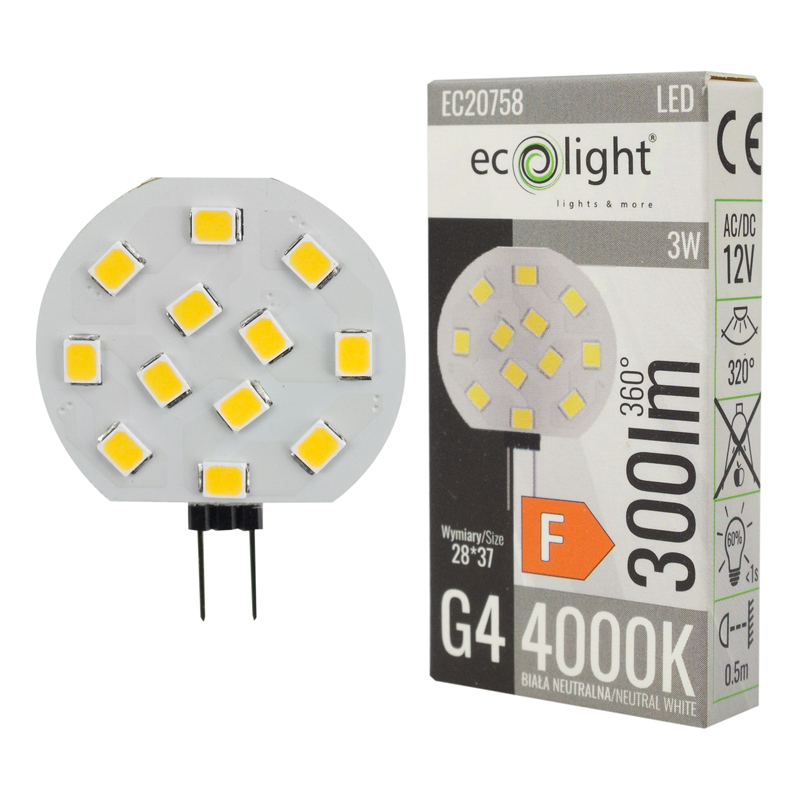 Żarówka LED g4 pastylka 3w 12v 4000k 300lm 3 Żarówka LED g4 pastylka 3w 12v 4000k 300lm - obrazek 3
