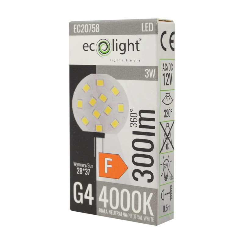 Żarówka LED g4 pastylka 3w 12v 4000k 300lm 2 Żarówka LED g4 pastylka 3w 12v 4000k 300lm - obrazek 2