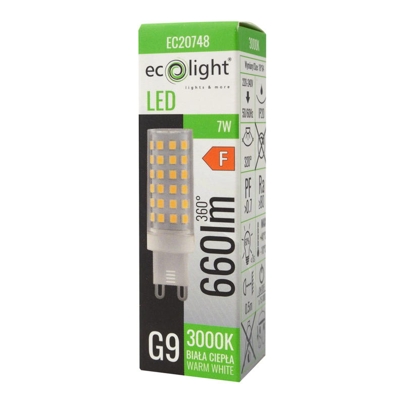 Żarówka LED G9 7w 3000k 660lm 2 Żarówka LED G9 7w 3000k 660lm - obrazek 2