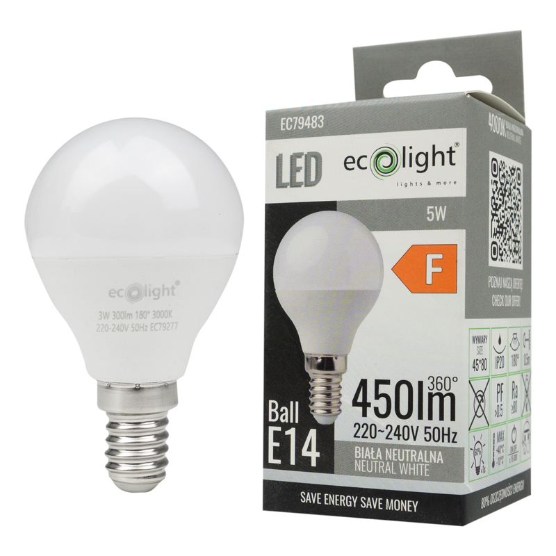 Żarówka LED golf ball E14 5w 4000k 450lm 2 Żarówka LED golf ball E14 5w 4000k 450lm - obrazek 2
