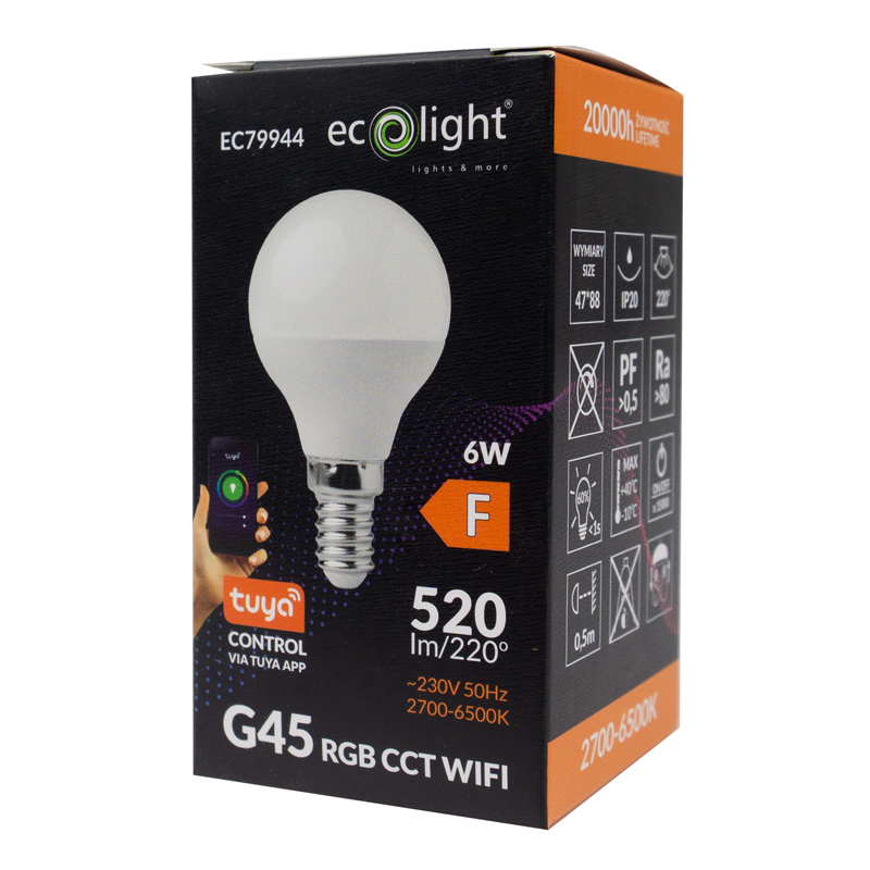 Żarówka LED golf ball E14 6w RGB CCT 520lm wifi tuya 3 Żarówka LED golf ball E14 6w RGB CCT 520lm wifi tuya - obrazek 3