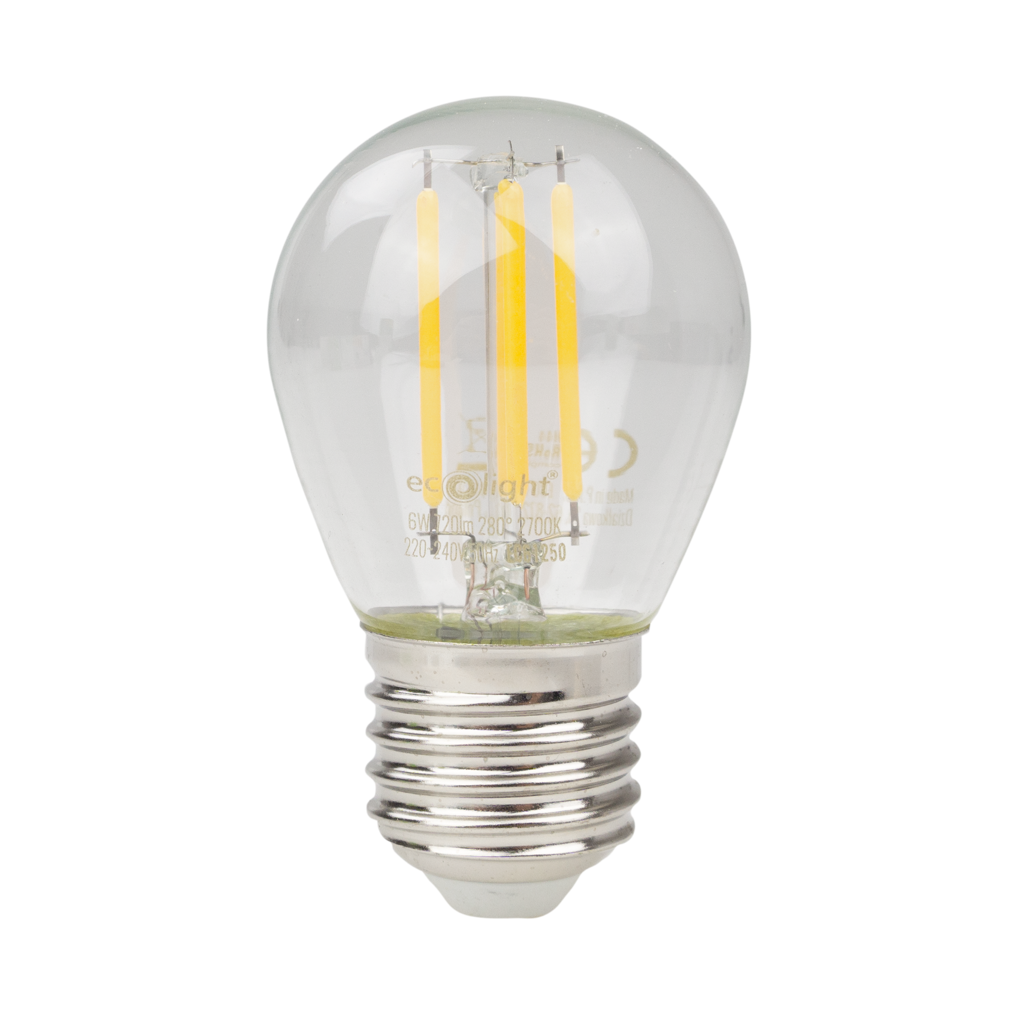 Żarówka LED golf ball filament g45 6w E27 2700k 720lm 1 Żarówka LED GOLF BALL FILAMENT G45 6W E27 2700K 720lm — oświetlenie LED