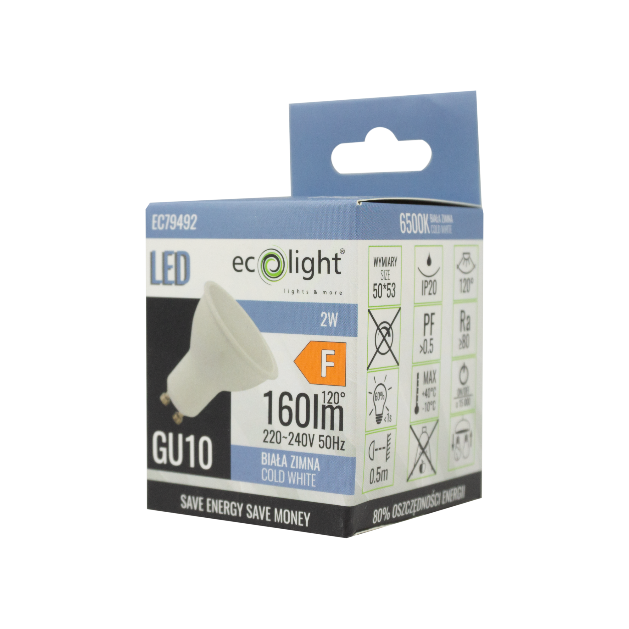 Żarówka LED GU10 2w 6500k 180lm 2 Żarówka LED GU10 2w 6500k 180lm - obrazek 2