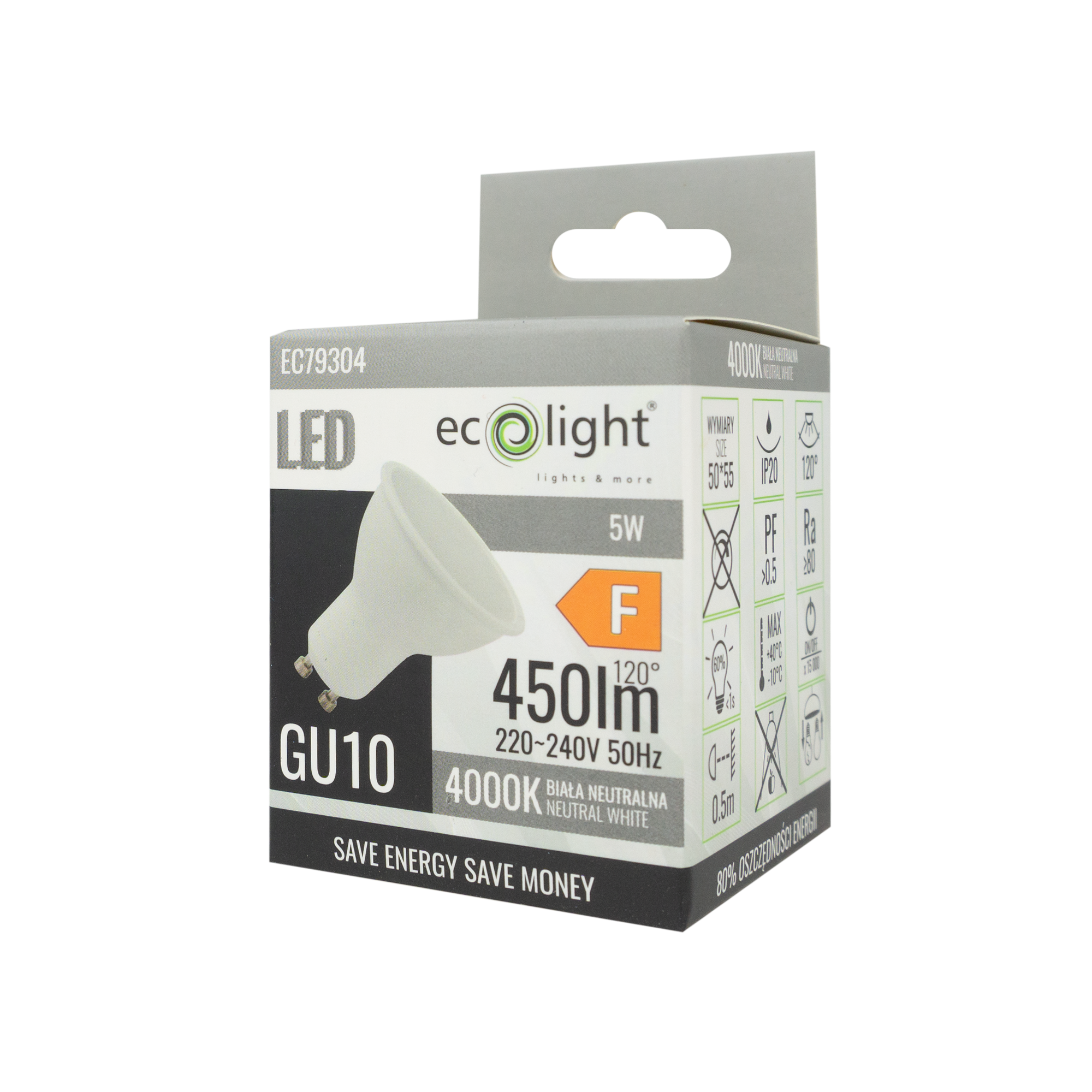 Żarówka LED GU10 5w 4000k 450lm 2 Żarówka LED GU10 5w 4000k 450lm - obrazek 2