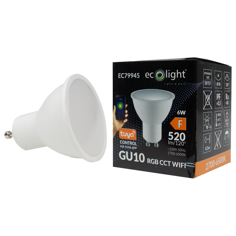 Żarówka LED GU10 6w RGB CCT 520lm wifi tuya 2 Żarówka LED GU10 6w RGB CCT 520lm wifi tuya - obrazek 2