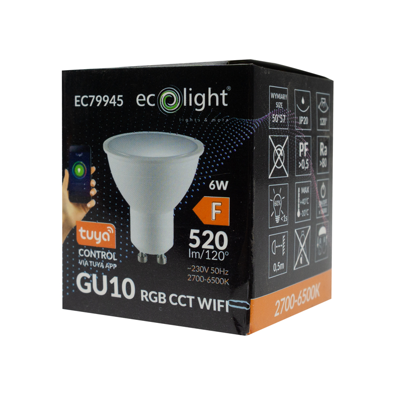 Żarówka LED GU10 6w RGB CCT 520lm wifi tuya 3 Żarówka LED GU10 6w RGB CCT 520lm wifi tuya - obrazek 3