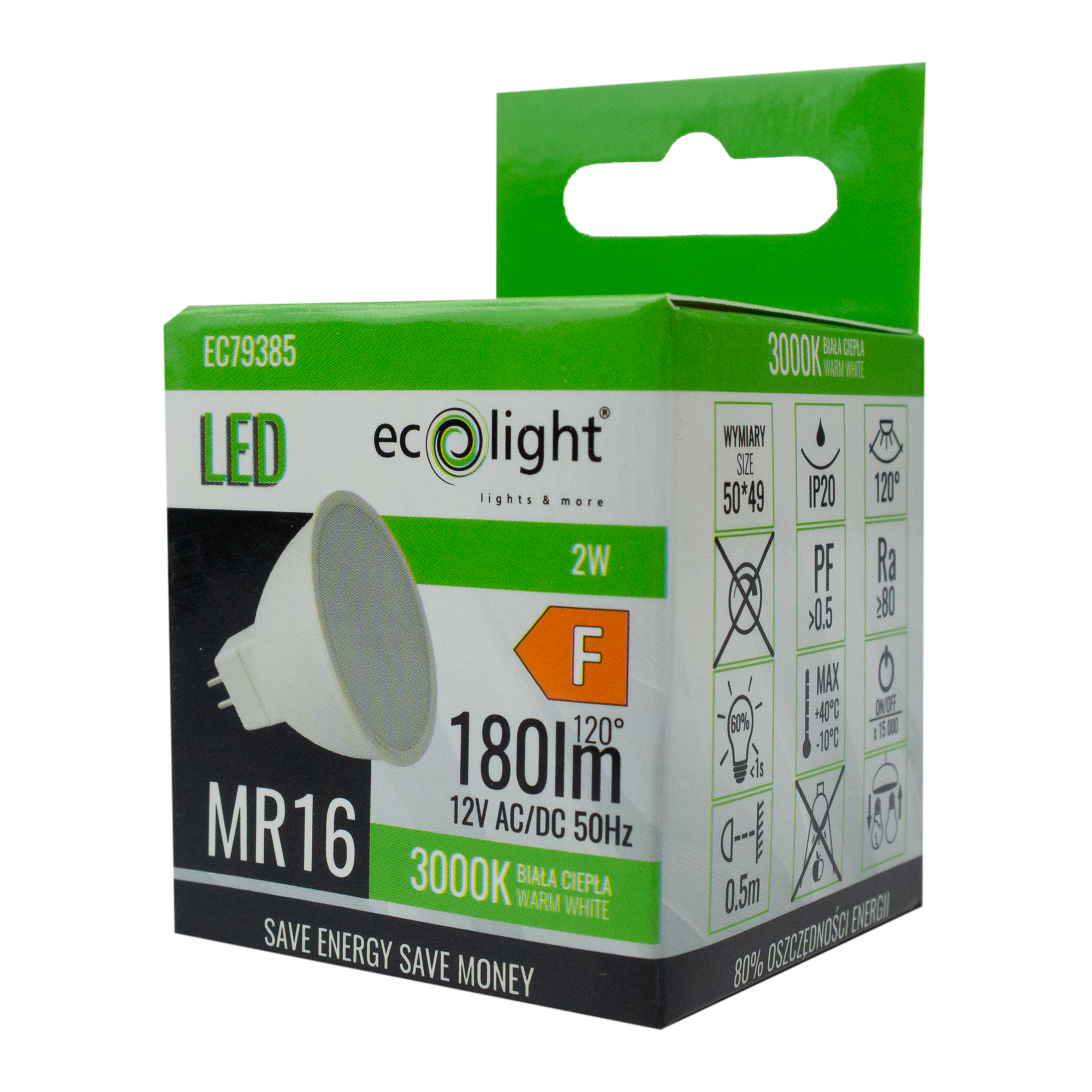 Żarówka LED mr16 2w 12v 3000k 180lm 2 Żarówka LED mr16 2w 12v 3000k 180lm - obrazek 2