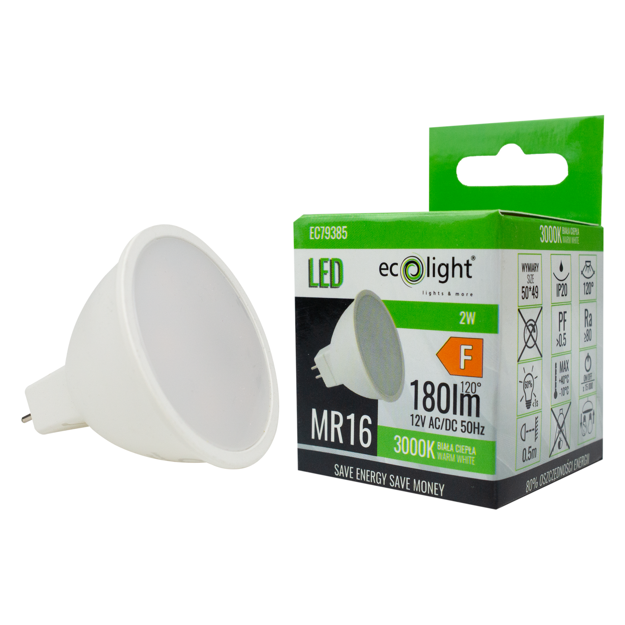 Żarówka LED mr16 2w 12v 3000k 180lm 3 Żarówka LED mr16 2w 12v 3000k 180lm - obrazek 3
