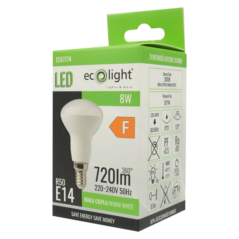 Żarówka LED r50 E14 8w 3000k 720lm 3 Żarówka LED r50 E14 8w 3000k 720lm - obrazek 3