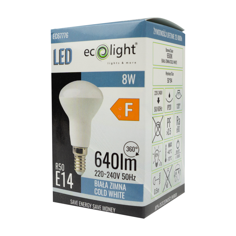 Żarówka LED r50 E14 8w 6500k 720lm 2 Żarówka LED r50 E14 8w 6500k 720lm - obrazek 2