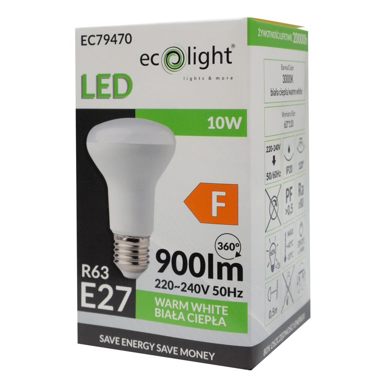 Żarówka LED r63 E27 10w 3000k 900lm 3 Żarówka LED r63 E27 10w 3000k 900lm - obrazek 3