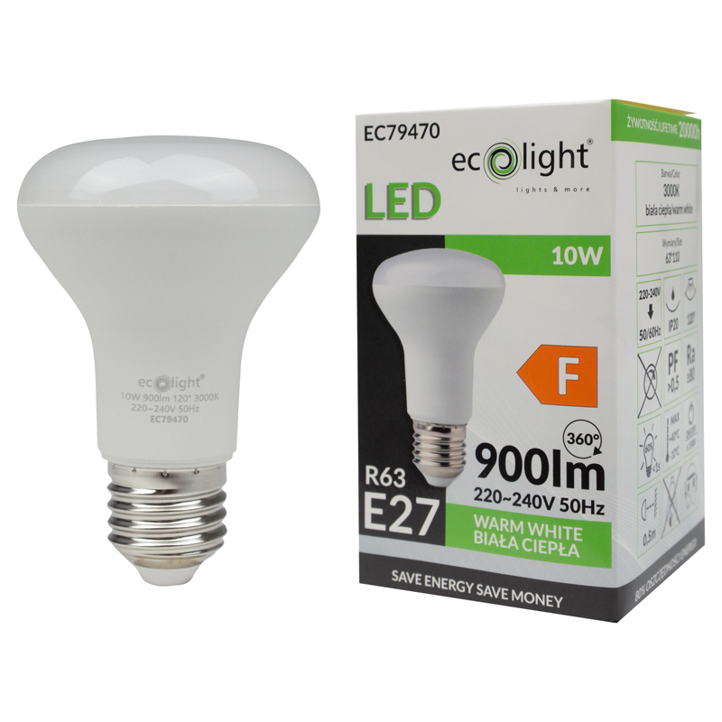 Żarówka LED r63 E27 10w 3000k 900lm 2 Żarówka LED r63 E27 10w 3000k 900lm - obrazek 2