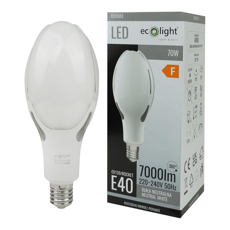Żarówka LED rocket e40 70w 4000k 7000lm 2 Żarówka LED rocket e40 70w 4000k 7000lm - obrazek 2