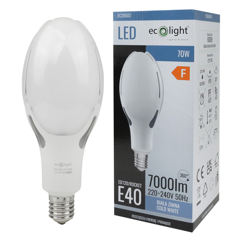 Żarówka LED rocket e40 70w 6000k 7000lm 2 Żarówka LED rocket e40 70w 6000k 7000lm - obrazek 2