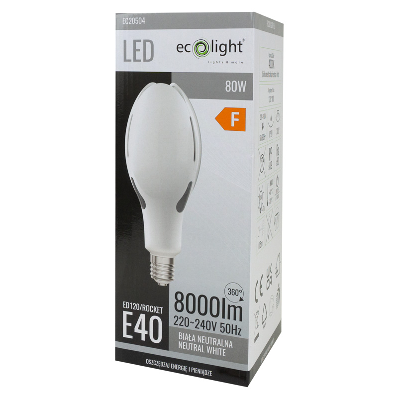 Żarówka LED rocket e40 80w 4000k 8000lm 3 Żarówka LED rocket e40 80w 4000k 8000lm - obrazek 3
