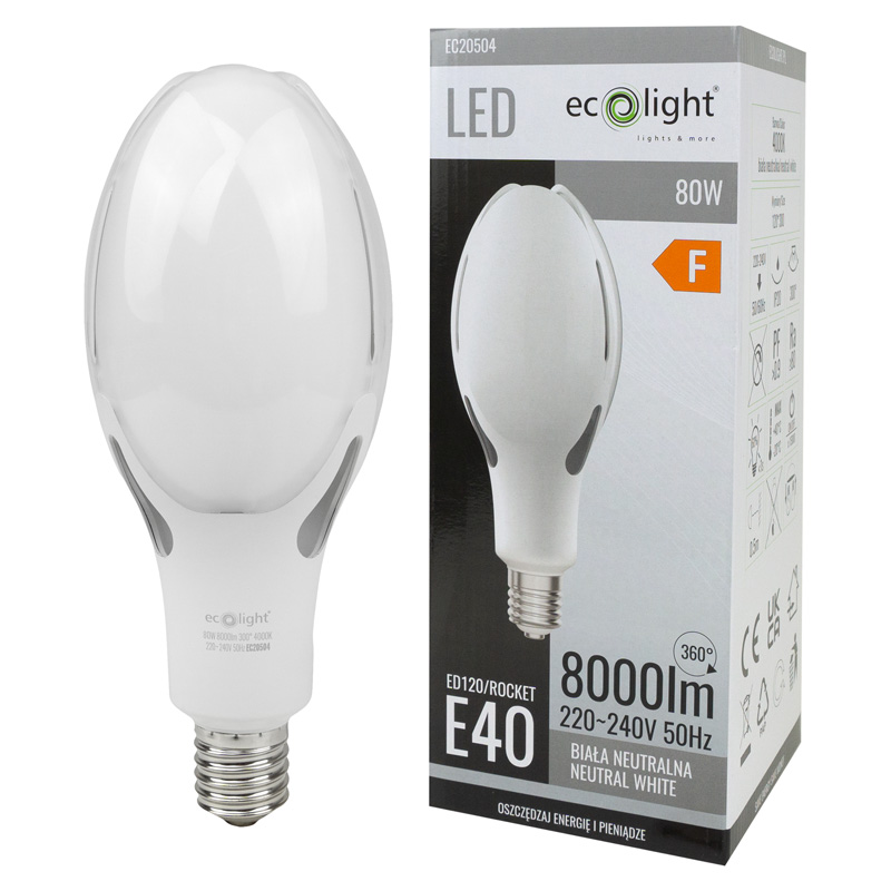 Żarówka LED rocket e40 80w 4000k 8000lm 2 Żarówka LED rocket e40 80w 4000k 8000lm - obrazek 2