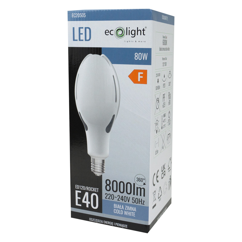 Żarówka LED rocket e40 80w 6000k 8000lm 3 Żarówka LED rocket e40 80w 6000k 8000lm - obrazek 3
