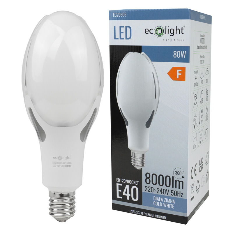 Żarówka LED rocket e40 80w 6000k 8000lm 2 Żarówka LED rocket e40 80w 6000k 8000lm - obrazek 2