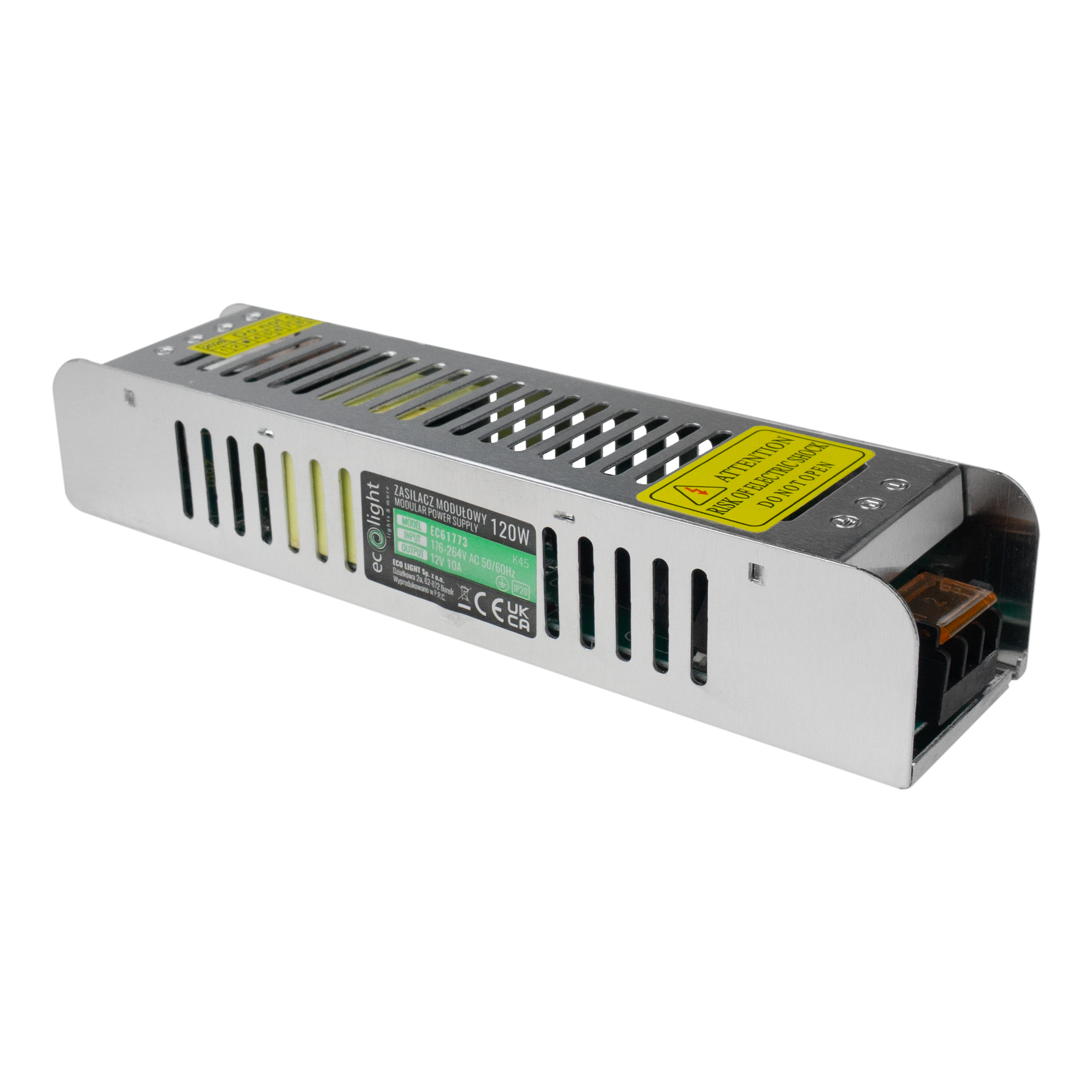 Zasilacz LED 120w 12v 10a ip20 slim 188x46x35 1 Zasilacz LED 120W 12V 10A IP20 SLIM 188x46x35 — oświetlenie LED