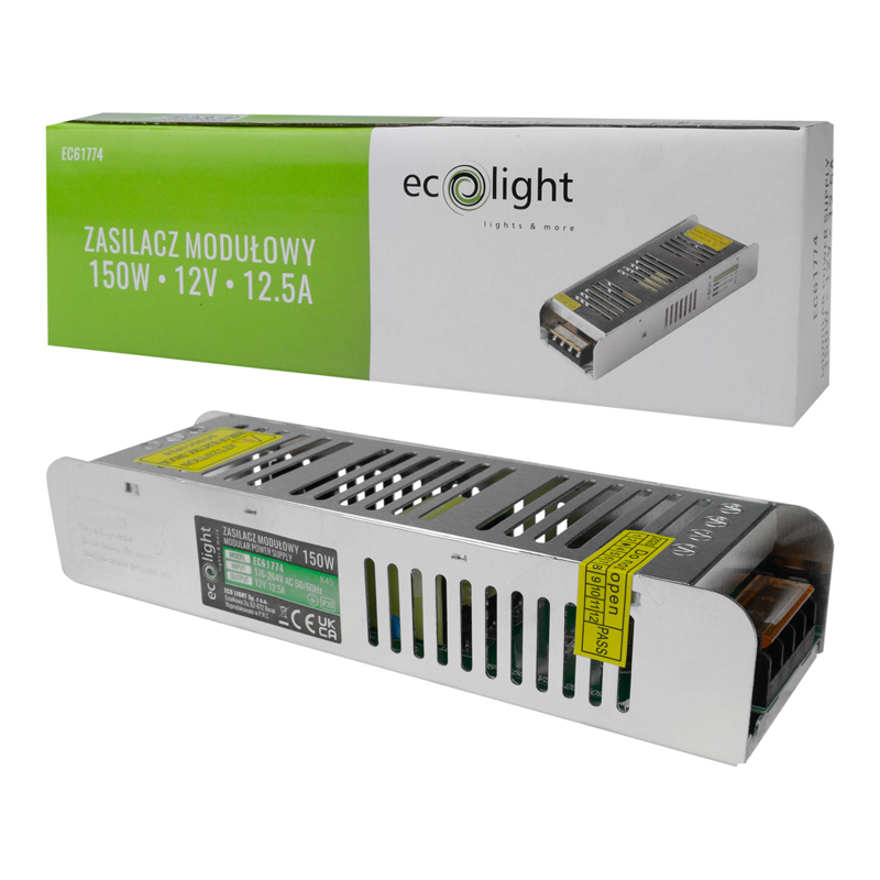Zasilacz LED 150w 12v 12.5a ip20 slim 200x60x40 2 Zasilacz LED 150w 12v 12.5a ip20 slim 200x60x40 - obrazek 2
