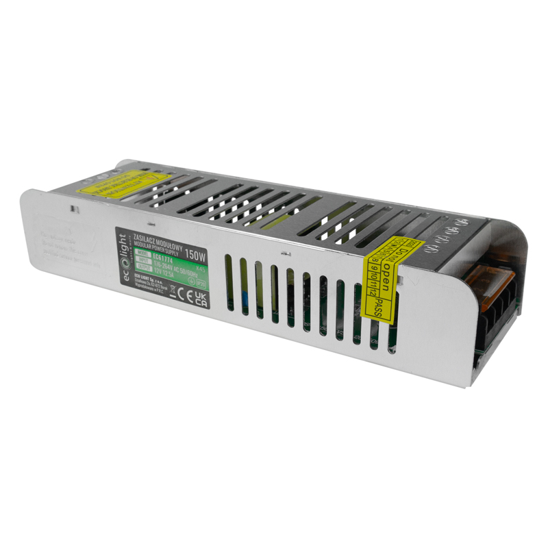Zasilacz LED 150w 12v 12.5a ip20 slim 200x60x40 1 Zasilacz LED 150W 12V 12.5A IP20 SLIM 200x60x40 — oświetlenie LED
