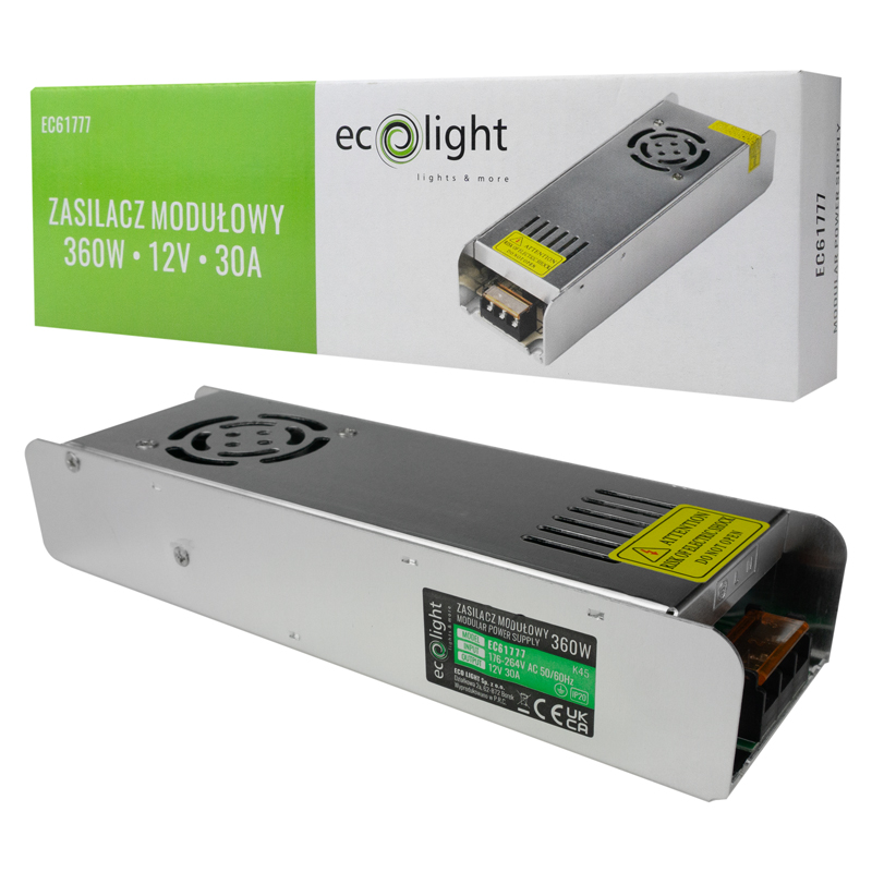 Zasilacz LED 360w 12v 30a ip20 slim 224x69x40 2 Zasilacz LED 360w 12v 30a ip20 slim 224x69x40 - obrazek 2