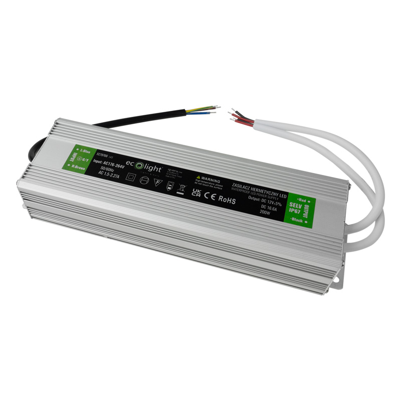 Zasilacz LED hermetyczny 200w 12v 16.6a 215x60x40 1 Zasilacz LED hermetyczny 200W 12V 16.6A 215x60x40 — oświetlenie LED